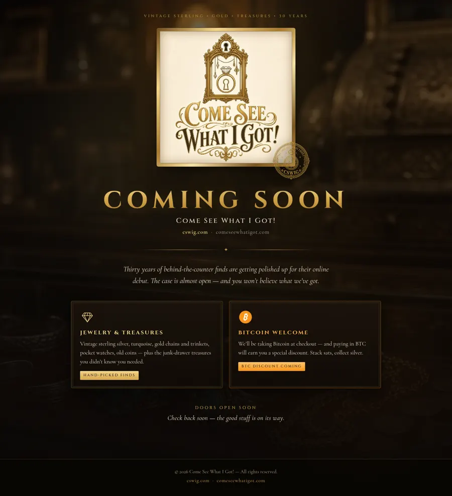Real Starter pack example: Coming Soon page